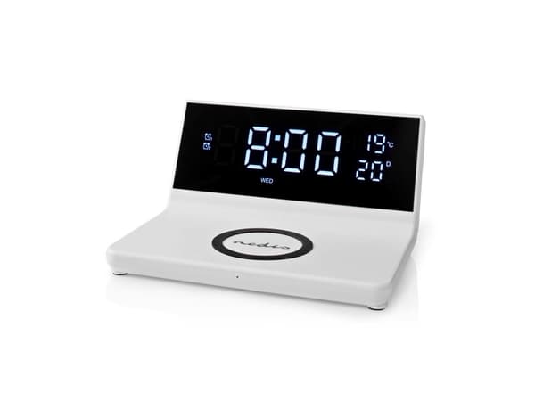 Nedis WCACQ20WT, Digitaalinen herätyskello, Suorakulmio, Valkoinen, Akryylinitriilibutadieenistyreeni (ABS), 24 t, 1 °C
