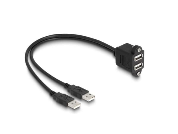 Delock - USB-förlängningskabel - USB (hane) till USB (hona) skruvbar - USB 2.0 - 1 m - svart