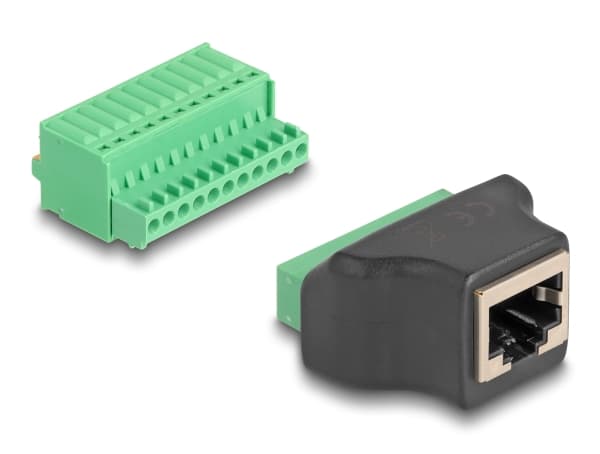 DeLOCK 66244, RJ50, 11 pin terminal block, Musta, Vihreä