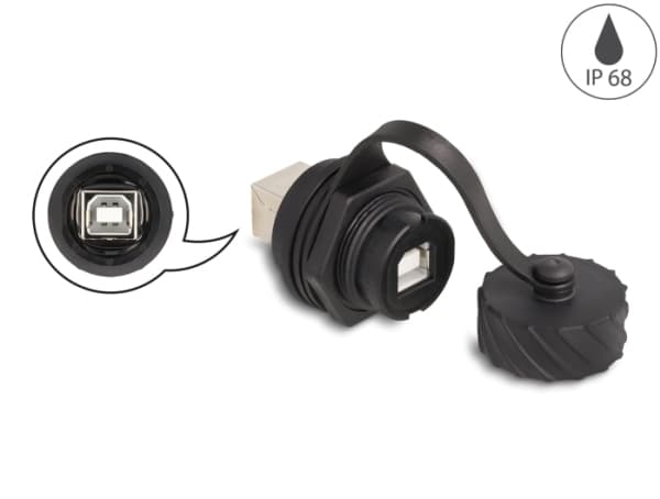 Delock - USB-adapter - USB typ B (hona) till USB typ B (hona) - bayonet protective cap (IP68) - svart
