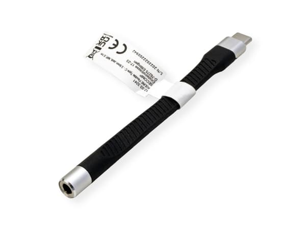 ROLINE 12.03.3241, Svart, USB Type C, 3,5 mm, Hankoppling, Honkoppling, 0,1 m