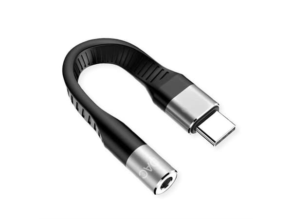 ROLINE 12.03.3241, Svart, USB Type C, 3,5 mm, Hankoppling, Honkoppling, 0,1 m