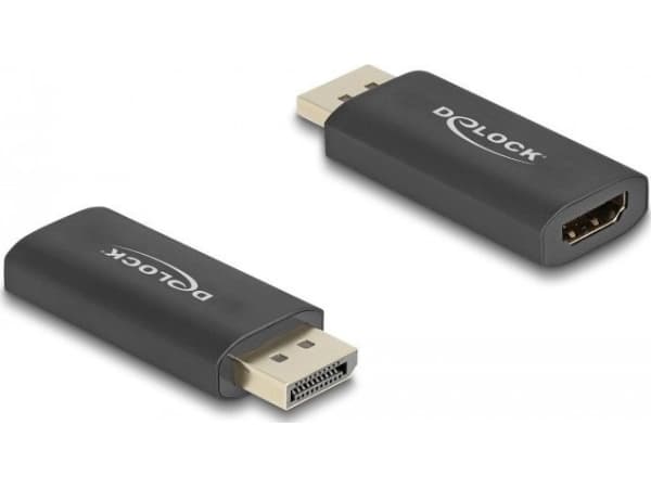 Delock - Videokort - DisplayPort hane till HDMI hona - svart - aktiv, HDR10-stöd