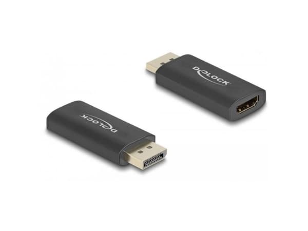 Delock - Videokort - DisplayPort hane till HDMI hona - svart - aktiv, HDR10-stöd
