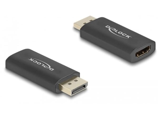 Delock - Videokort - DisplayPort hane till HDMI hona - svart - aktiv, HDR10-stöd