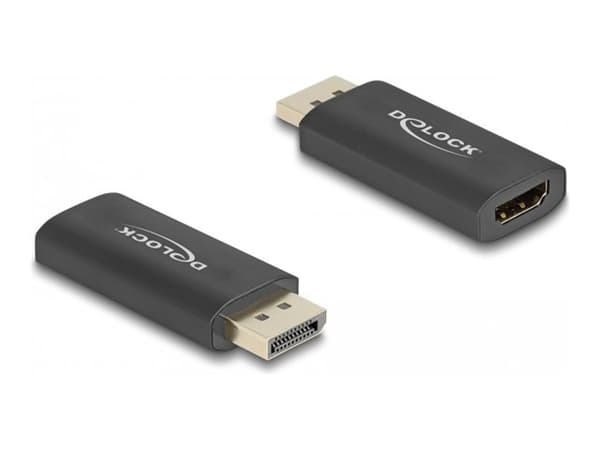 Delock - Videokort - DisplayPort hane till HDMI hona - svart - aktiv, HDR10-stöd