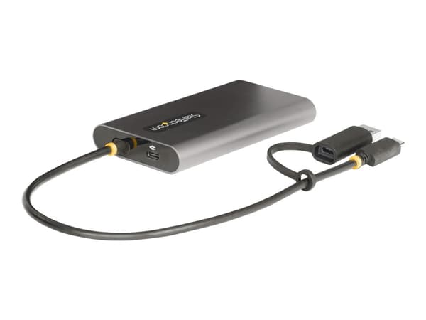 StarTech.com USB-C to Dual-HDMI Adapter, USB-C or A to 2x HDMI, 4K 60Hz, 100W PD Pass-Through, 1ft (30cm) Built-in Cable, External Video Graphics Ada