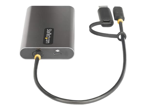 StarTech.com USB-C to Dual-HDMI Adapter, USB-C or A to 2x HDMI, 4K 60Hz, 100W PD Pass-Through, 1ft (30cm) Built-in Cable, External Video Graphics Ada