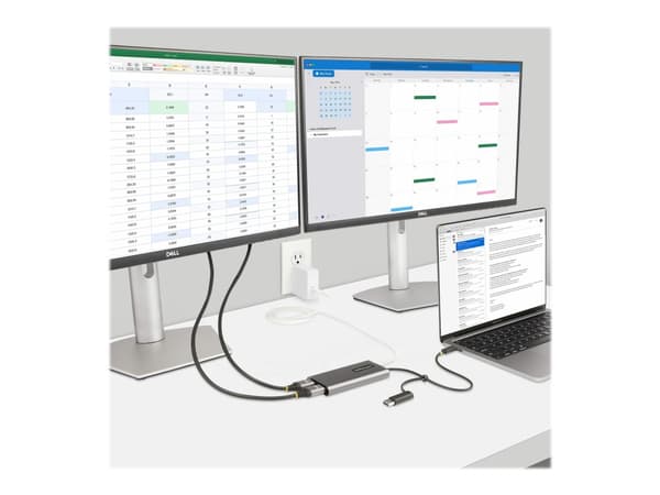 StarTech.com USB-C to Dual-HDMI Adapter, USB-C or A to 2x HDMI, 4K 60Hz, 100W PD Pass-Through, 1ft (30cm) Built-in Cable, External Video Graphics Ada