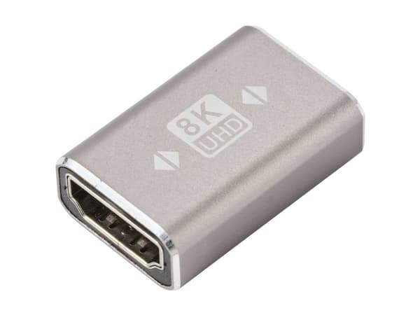 SpeaKa Professional SP-11301992 HDMI Adapter [1x HDMI-tilslutning - 1x HDMI-tilslutning] Grå UHD 8K @ 60 Hz, UHD 4K @ 120 Hz Aluminiumsstik