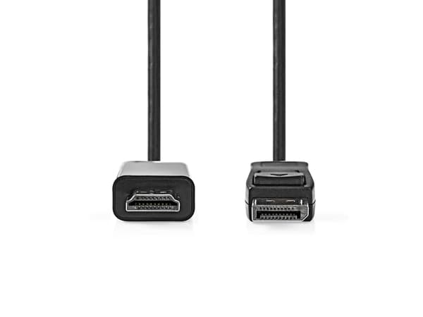 Nedis CCGL37100BK20, 2 m, HDMI tyyppi A (standardi), DisplayPort, uros, uros, suora, suora