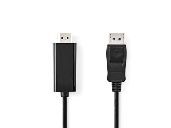 Nedis CCGL37100BK20, 2 m, HDMI tyyppi A (standardi), DisplayPort, uros, uros, suora, suora