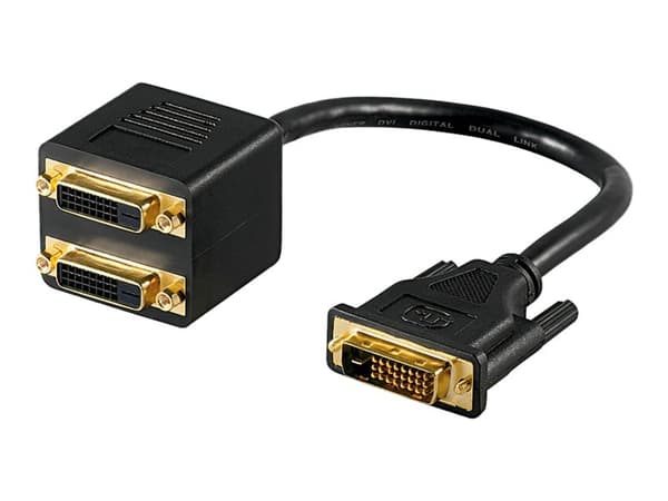 goobay - DVI-delare - DVI-D (hona) till DVI-D (hane) - tumskruvar - svart