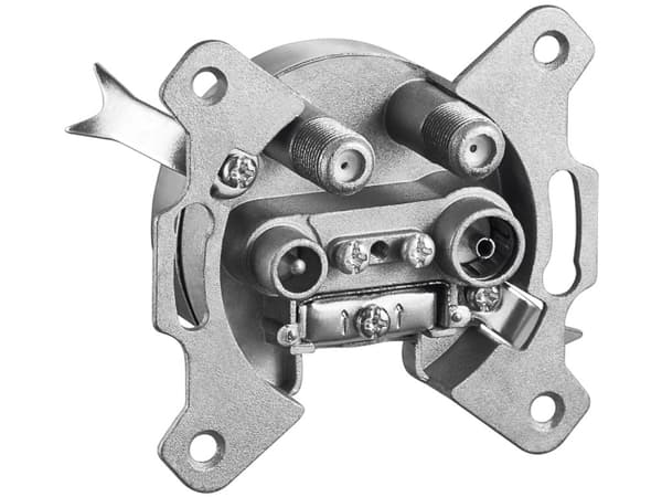 Wentronic Goobay 4-hulls antennesokkel, 2dB - stump eller endekontakt, DC-gjennomgang (67049) Sølv