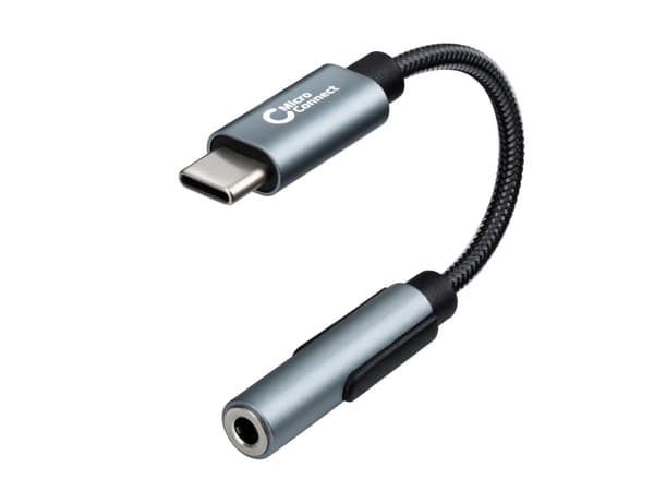 MicroConnect - USB-C til hodetelefons-jakkadapter - 24 pin USB-C hann til 3,5 mm telefonjakk hunn - 13 cm - sølv