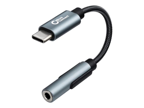 MicroConnect - USB-C til hodetelefons-jakkadapter - 24 pin USB-C hann til 3,5 mm telefonjakk hunn - 13 cm - sølv