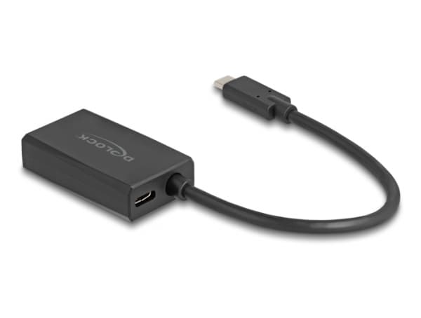 Delock - Videokort - HDMI, 24 pin USB-C hona till 24 pin USB-C hane - 15 cm - svart - USB-strömförsörjning (100W), Stöd för Power Delivery 3.0