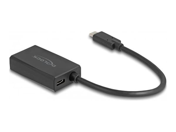 Delock - Videokort - HDMI, 24 pin USB-C hona till 24 pin USB-C hane - 15 cm - svart - USB-strömförsörjning (100W), Stöd för Power Delivery 3.0