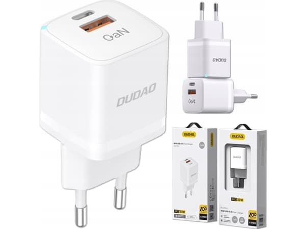 Dudao Vegglader GaN 33W PPS USB C/USB A13Pro - hvit Hvit