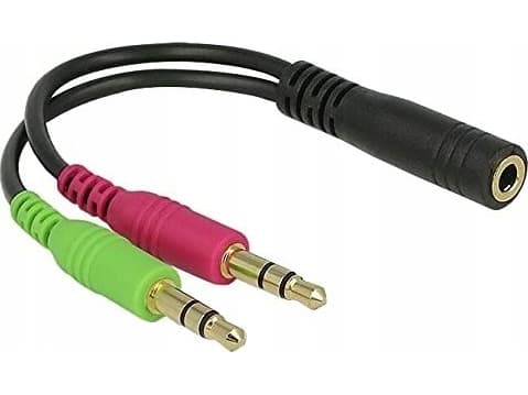 PREMIUMCORD Adapter 4-pins jackplugg 3,5 mm for hodetelefoner og mikrofon, 30 cm (kjr-50)