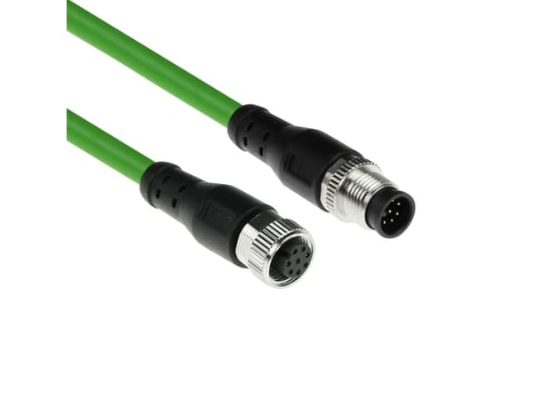ACT Industrial 5.00 meters Sensor cable M12A 8-pin male to M12A 8-pin female, Ultraflex TPE cable, shielded (SC3803)