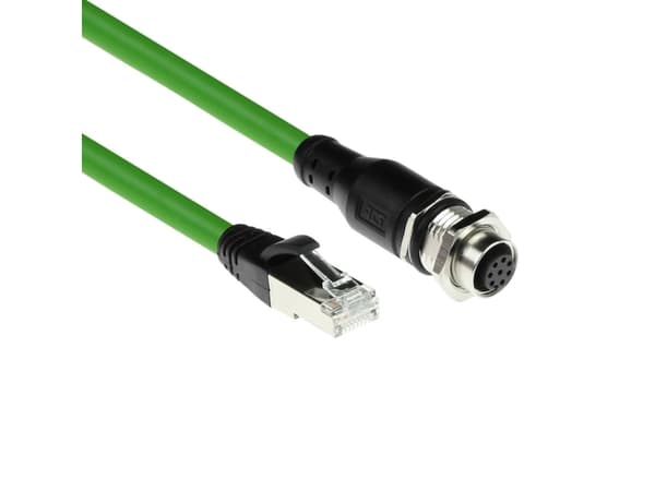 ACT Industrial 3.00 meters Sensor cable M12A 8-pin female to RJ45 male, Ultraflex SF/UTP TPE cable, shielded (SC3906)