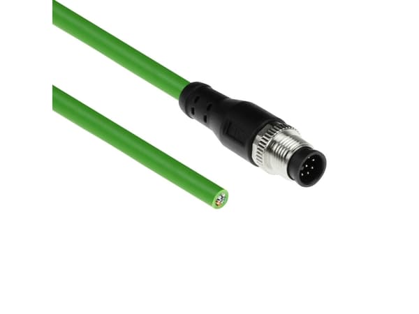 ACT Industrial 5.00 meters Sensor cable M12A 8-pin male to open end, Ultraflex TPE cable, shielded (SC3806)