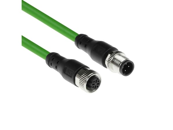 ACT Industrial 5.00 meters Sensor cable M12D 4-pin male to M12D 4-pin male, Superflex Xtreme TPE cable, shielded (SC4502)