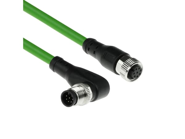 ACT Industrial 1.50 meters Sensor cable M12A 8-pin male right angled to M12A female, Ultraflex TPE cable, shielded (SC3941)