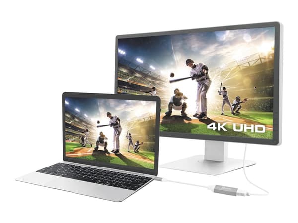 j5create JCA153G - Videokort - 24 pin USB-C hane till HDMI hona - 10 cm - skärmad - vit, rymdgrå - 4K60Hz (3840 x 2160) stöd