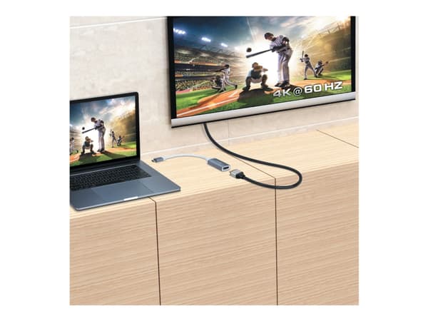 j5create JCA153G - Videokort - 24 pin USB-C hane till HDMI hona - 10 cm - skärmad - vit, rymdgrå - 4K60Hz (3840 x 2160) stöd Grå, Vit