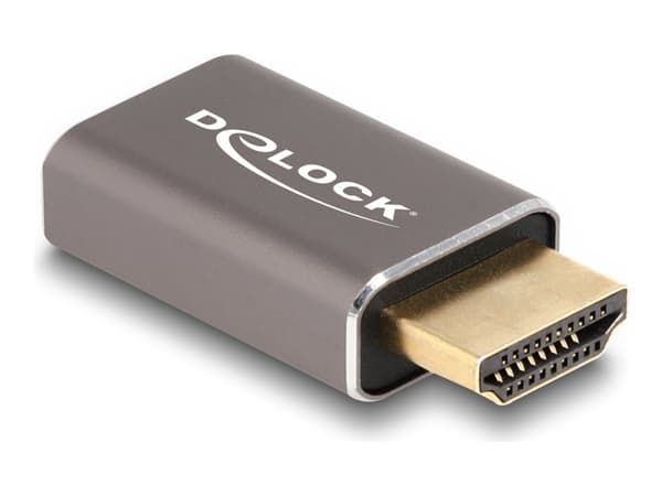 Delock - High Speed - HDMI-adapter med Ethernet - HDMI hann til HDMI hunn - grå - 8 K 60 Hz (7680 x 4320) støtte