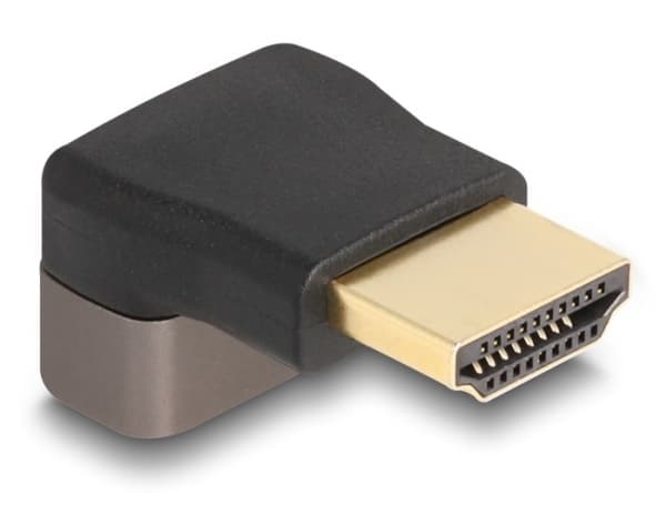 Delock - High Speed - HDMI-adapter med Ethernet - HDMI hann til HDMI hunn oppvinklet - svart/grå - 8 K 60 Hz (7680 x 4320) støtte