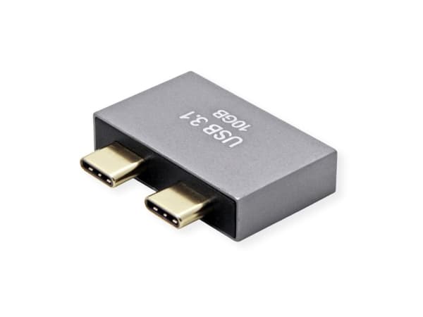 USB 3.2 Gen 2-adapter, 2x USB typ C - 2x typ A, ST/BU, silverfärgad