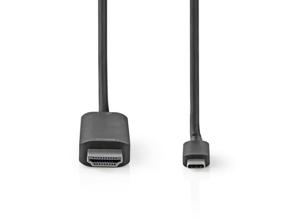 Nedis CCGB64655BK20, 2 m, USB Type-C, HDMI, Hankjønn, Hankjønn, Rett
