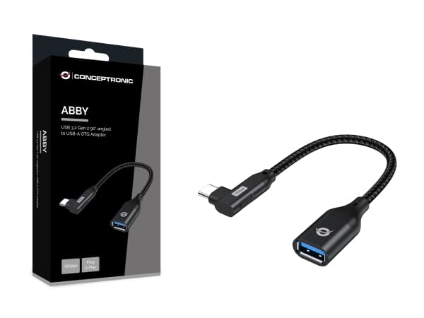 Conceptronic ABBY19B, USB-C, USB-A, Svart