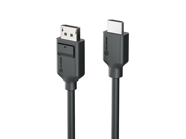 ALOGIC Elements -sarja - Sovitinkaapeli - DisplayPort-uros-HDMI-uros - 1 m - tummanharmaa - 4K30 Hz -tuki, 1920 x 1080 144 Hz:n tuki, 3D-videotuki