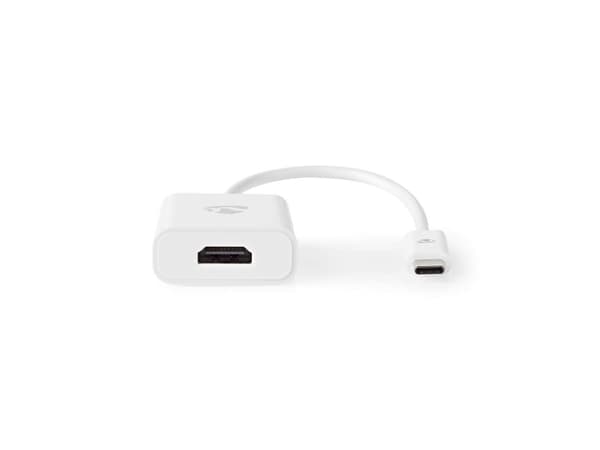Nedis - Ultra High Speed - videokort - 24 pin USB-C hane rak till HDMI hona rak - 20 cm - vit - rund, stöd för 4K