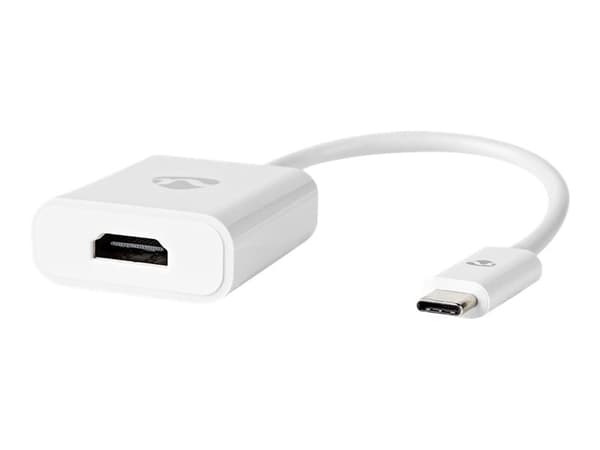 Nedis - Ultra High Speed - videokort - 24 pin USB-C hane rak till HDMI hona rak - 20 cm - vit - rund, stöd för 4K