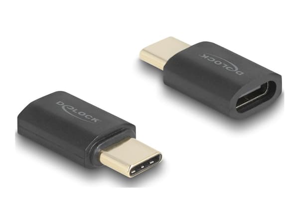 Delock - USB-adapter - 24 pin USB-C (hane) till 24 pin USB-C (hona) - Thunderbolt 4 - 48 V - 5 A - Stöd för Power Delivery 3,1, stöd för strömleveran