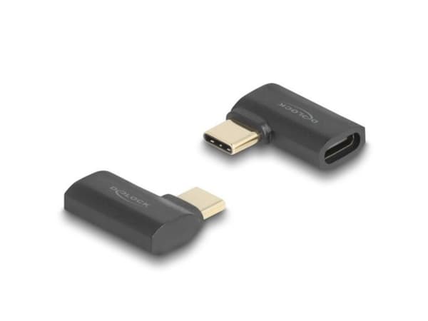 Delock - USB-adapter - 24 pin USB-C (hane) till 24 pin USB-C (hona) vänster-/högervinklad - Thunderbolt 4 - 48 V - 5 A - Stöd för Power Delivery 3,1,