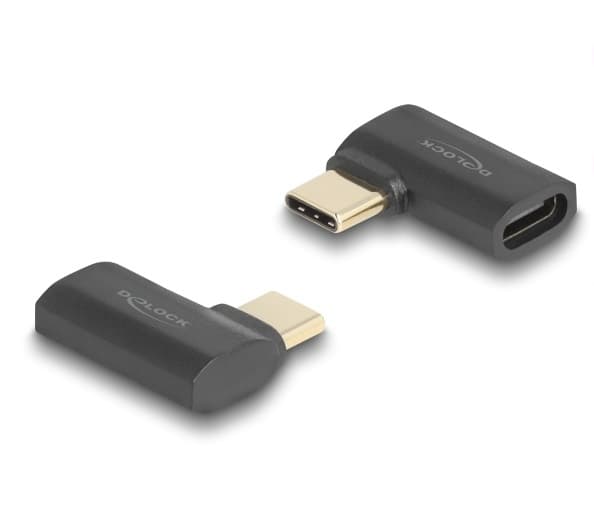 Delock - USB-adapter - 24 pin USB-C (hane) till 24 pin USB-C (hona) vänster-/högervinklad - Thunderbolt 4 - 48 V - 5 A - Stöd för Power Delivery 3,1,