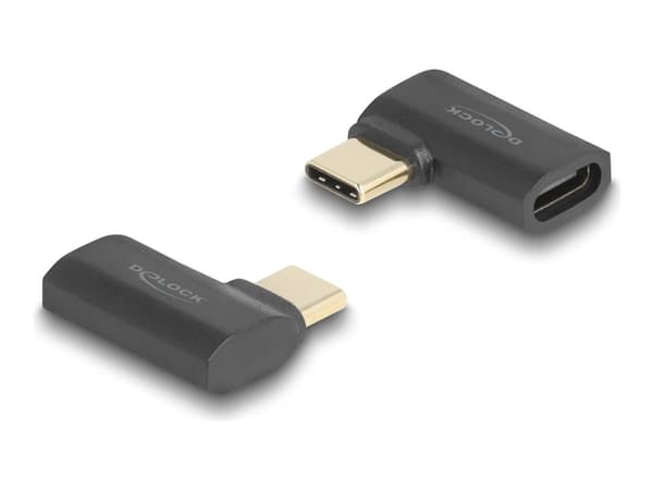 Delock - USB-adapter - 24 pin USB-C (hane) till 24 pin USB-C (hona) vänster-/högervinklad - Thunderbolt 4 - 48 V - 5 A - Stöd för Power Delivery 3,1,