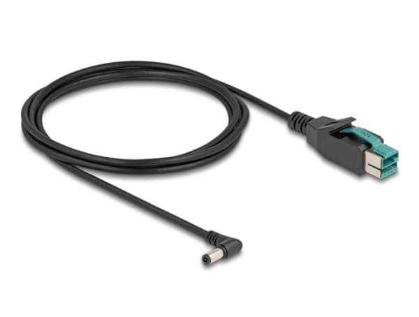 Delock - Vahvistettu USB-kaapeli - USB PlusPower (12 V) (uros) ja DC-liitin 5,5 x 2,5 mm (uros) kulma - 12 V - 2 m - musta - musta