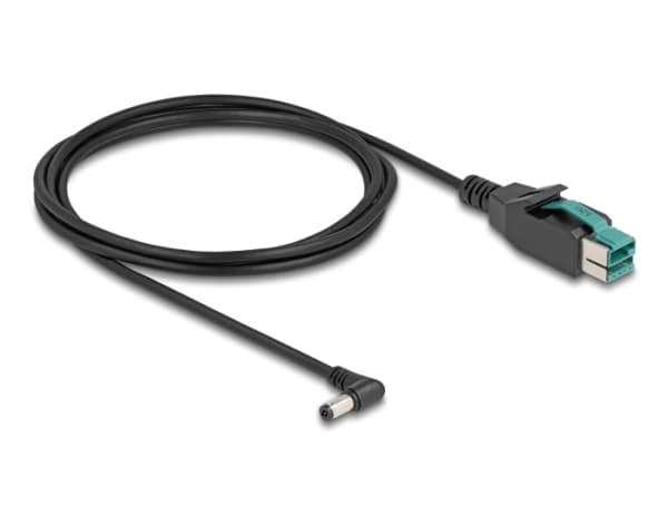 Delock - Strømforsynt USB-kabel - USB PlusPower (12 V) (hann) til 5,5 x 2,1 mm DC-jakk (hann) vinklet - 12 V - 2 m - svart