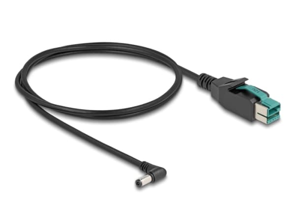 Delock - Strømforsynt USB-kabel - USB PlusPower (12 V) (hann) til 5,5 x 2,1 mm DC-jakk (hann) vinklet - 12 V - 1 m - svart