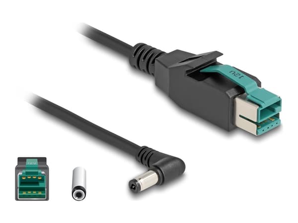Delock - Strømforsynt USB-kabel - USB PlusPower (12 V) (hann) til 5,5 x 2,1 mm DC-jakk (hann) vinklet - 12 V - 1 m - svart
