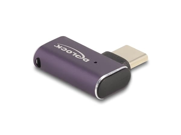 Delock - USB-adapter - 24 pin USB-C (hane) vänster-/högervinklad till 24 pin USB-C (hona) - USB4 / Thunderbolt 3 / Thunderbolt 4 / DisplayPort 1.4 -