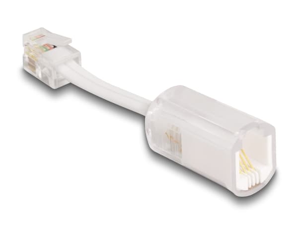 Delock - Telefonadapter - RJ-10 (P) till RJ-10 (R) vridbar - oskärmad - transparent, vit
