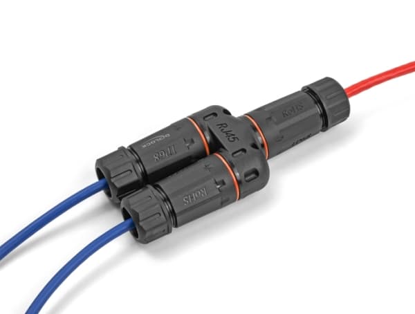 Delock - Nettverkkopler - RJ-45 (hunn) til RJ-45 (hunn) - STP - CAT 6 - utendørs, Y-formet, dust and waterproof (IP68) - svart